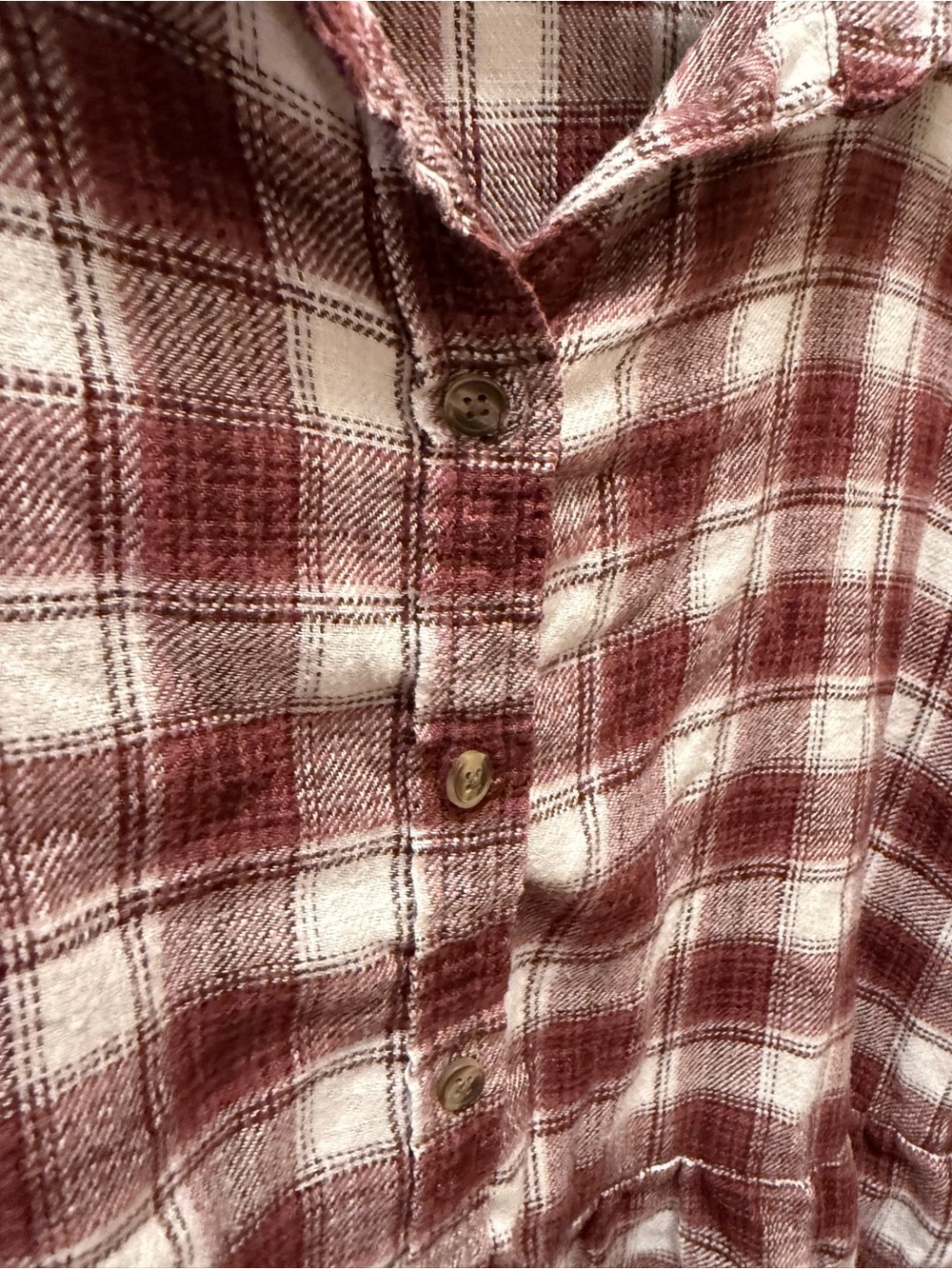 American Eagle Outfitters Burgundy & White Plaid Shirt - Picture 4 of 6